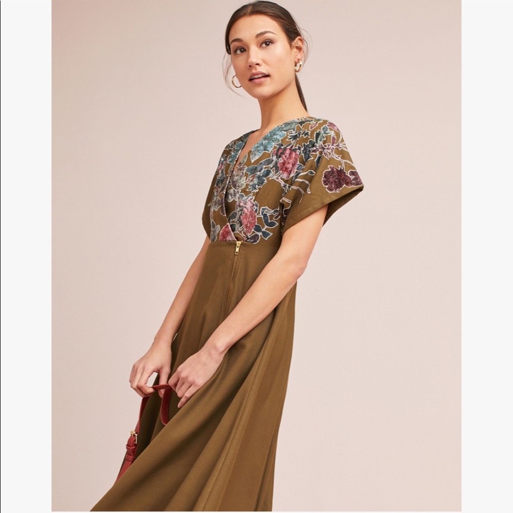 [$69] HP Hemant & Nandita Velvet Floral Midi Dress